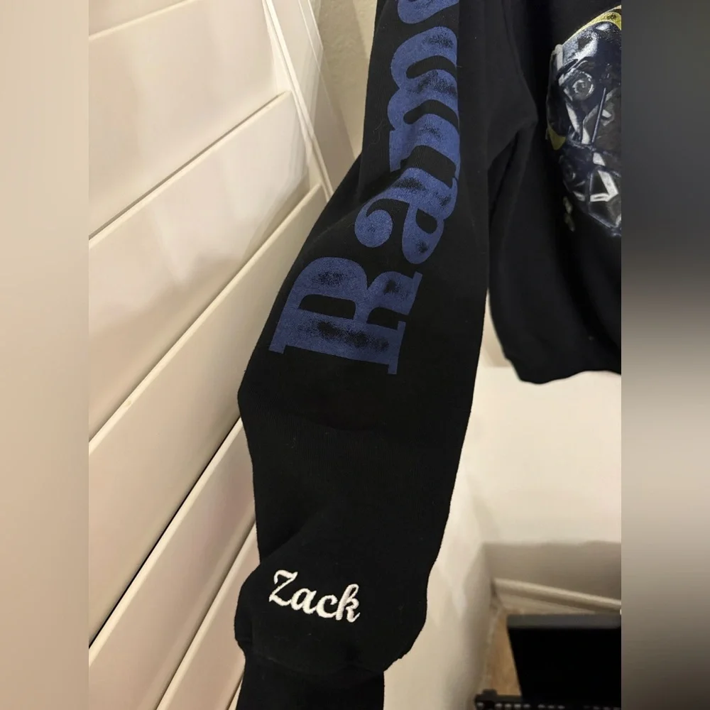 Unisex Aleali May x No Collar ID Black Los Angeles Rams Stacked Hoodie